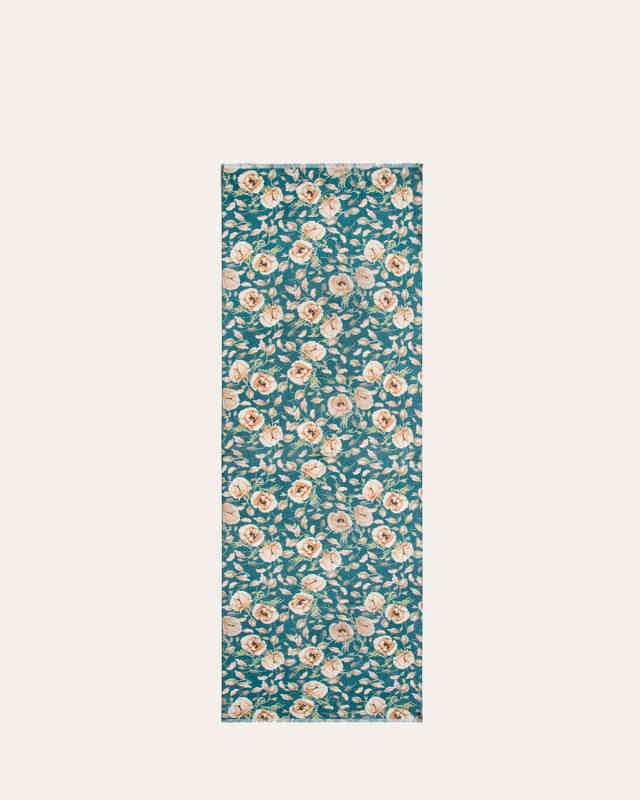 Anemone Print Fringe Cashmere Scarf